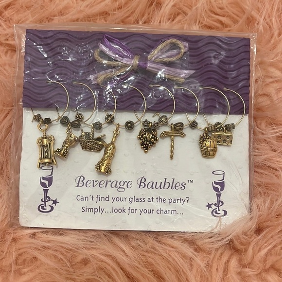 Beverage Bauble Wine Glass Charm In Variety of Cute Designs - Picture 1 of 5